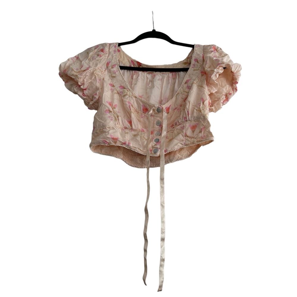 Free People-Floral Cropped Shirt